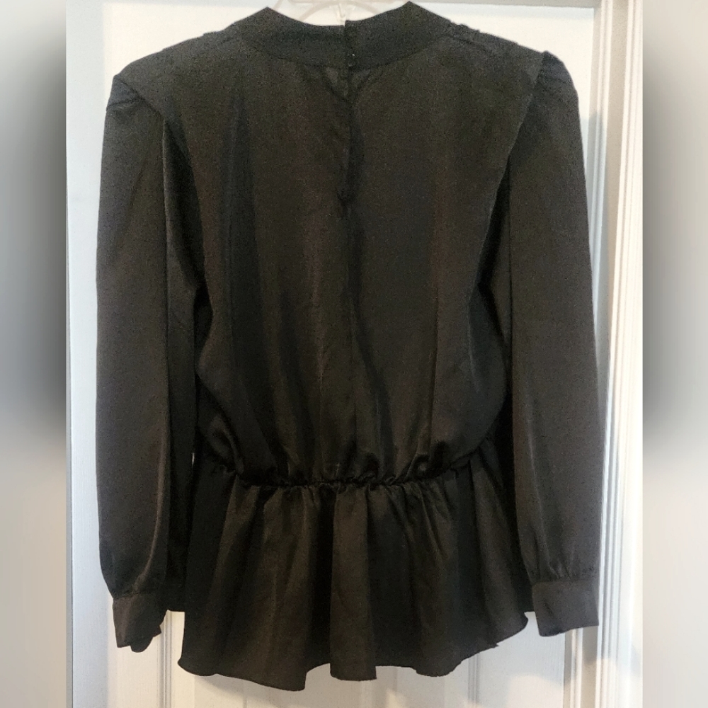 Boohoo Satin High Neck Peplum Blouse